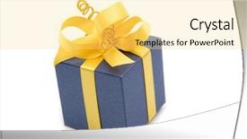  Presentation with an open gift box - Cool new slides with golden jubilee - one fancy gift box backdrop and a yellow colored foreground