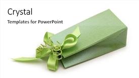  Presentation with an open gift box - PPT layouts consisting of golden jubilee - one fancy gift box background and a white colored foreground