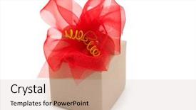  Presentation with an open gift box - Slides featuring golden jubilee - one fancy gift box background and a  colored foreground