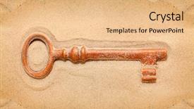  Presentation with treasure chest - Colorful PPT layouts enhanced with golden key from treasure chest backdrop and a coral colored foreground