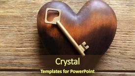  Presentation with key - Colorful PPT theme enhanced with golden key with brown heart backdrop and a tawny brown colored foreground