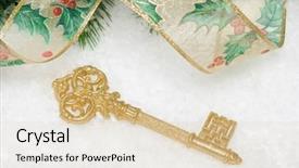  Presentation with snow tree - Colorful PPT layouts enhanced with golden keys - decoration with christmas tree backdrop and a lemonade colored foreground