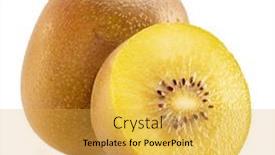  Presentation with kiwi fruit - PPT theme with golden-kiwi-fruit-and-cross background and a  colored foreground