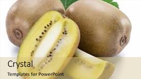  Presentation with kiwi - Presentation design having golden kiwi fruits or chinese background and a yellow colored foreground