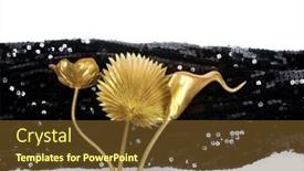  Presentation with tropical flowers - Amazing slide set having golden-leaf-and-flowers-gold backdrop and a tawny brown colored foreground