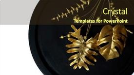  Presentation with tropical flowers - PPT theme having golden-leaves-and-flowers-gold background and a tawny brown colored foreground