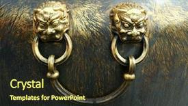  Presentation with lion - Audience pleasing presentation theme consisting of golden-lion-china-beijing backdrop and a tawny brown colored foreground