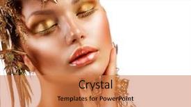  Presentation with luxury gold - Cool new presentation theme with golden luxury makeup fashion girl backdrop and a coral colored foreground