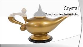  Presentation with oil lamp - Slide set enhanced with oil lamps - golden magical genie lamp background and a white colored foreground