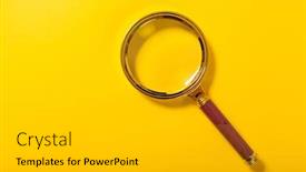  Presentation with golden yellow - Audience pleasing presentation design consisting of golden-magnifier-on-yellow-paper backdrop and a light gray colored foreground