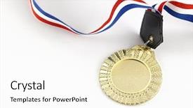  Presentation with gold medal - PPT layouts featuring golden medal on the white background and a white colored foreground