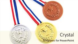  Presentation with medal - Audience pleasing slides consisting of golden medals for the winner backdrop and a blonde colored foreground