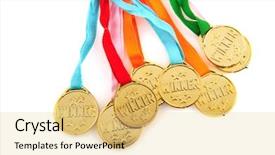  Presentation with medal - Amazing theme having golden medals for the winner backdrop and a blonde colored foreground