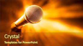  Presentation with stage - Amazing presentation having golden microphone on stage backdrop and a tawny brown colored foreground