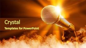  Presentation with stage - Presentation theme enhanced with golden microphone on stage background and a tawny brown colored foreground