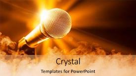  Presentation with stage - Presentation design consisting of golden microphone on stage background and a yellow colored foreground