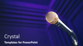  Presentation with acoustic - Slide deck with golden-microphone-on-stand-purple background and a navy blue colored foreground