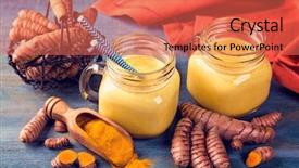 Presentation with beverage tea - Cool new slide deck with golden milk beverage with turmeric backdrop and a coral colored foreground