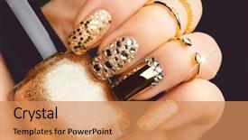  Presentation with fashion accessories - Colorful slides enhanced with golden nail art manicure holiday backdrop and a coral colored foreground