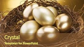  Presentation with eggs egg carton egg box - Amazing slides having golden nest eggs backdrop and a tawny brown colored foreground