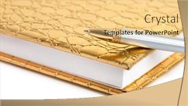  Presentation with pen - PPT theme with golden notebook with silver pen background and a blonde colored foreground