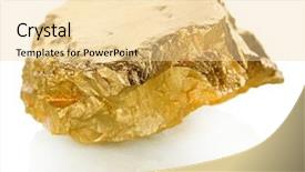  Presentation with gold nugget - Slide deck having golden nugget isolated on white background and a blonde colored foreground