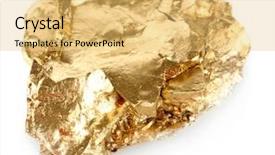  Presentation with minerals - Amazing theme having golden nugget isolated on white backdrop and a yellow colored foreground