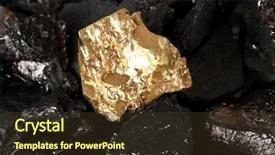  Presentation with gold nugget - PPT theme featuring golden nugget on coals background background and a tawny brown colored foreground