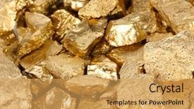  Presentation with nuggets - Cool new slides with golden nuggets close-up backdrop and a yellow colored foreground