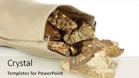  Presentation with black and gold and white - Presentation design consisting of golden nuggets in sac isolated background and a soft green colored foreground