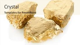  Presentation with nuggets - Presentation theme having golden nuggets isolated on white background and a blonde colored foreground
