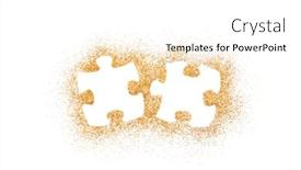  Presentation with puzzle pieces - PPT theme featuring golden-pair-of-two-matching background and a white colored foreground