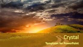  Presentation with russian - Cool new slides with golden path - beautiful view of russian country backdrop and a tawny brown colored foreground