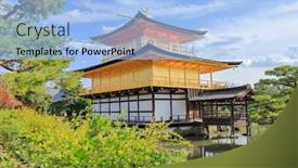  Presentation with golden pavilion kinkakuji temple - PPT theme having golden-pavilion-at-kinkakuji-temple background and a light blue colored foreground
