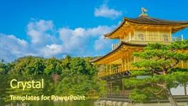  Presentation with golden pavilion kinkakuji temple - Amazing PPT theme having golden pavilion in kyoto japan backdrop and a tawny brown colored foreground