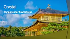  Presentation with golden pavilion kinkakuji temple - Beautiful PPT layouts featuring golden pavilion in kyoto japan backdrop and a teal colored foreground
