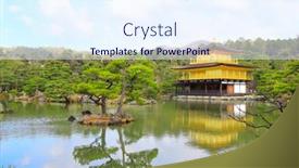  Presentation with world heritage - Beautiful PPT theme featuring golden-pavilion-kinkaku-ji-temple backdrop and a sky blue colored foreground