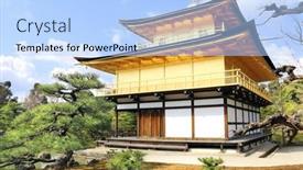  Presentation with world heritage - Presentation theme featuring golden-pavilion-kinkaku-ji-temple background and a light blue colored foreground
