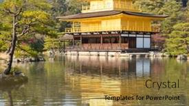  Presentation with golden pavilion kinkakuji temple - Presentation design consisting of golden-pavilion-kinkakuji-temple background and a gold colored foreground