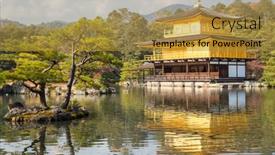  Presentation with golden pavilion kinkakuji temple - PPT theme consisting of golden-pavilion-kinkakuji-temple background and a gold colored foreground