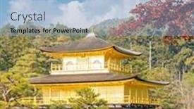 Presentation with golden pavilion kinkakuji temple - Cool new presentation theme with golden-pavilion-kinkakuji-temple backdrop and a light blue colored foreground