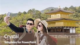  Presentation with travel japan - Cool new presentation theme with golden pavilion kyoto japan backdrop and a violet colored foreground