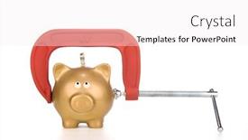  Presentation with piggy bank - PPT layouts featuring golden-piggy-bank-is-being background and a white colored foreground