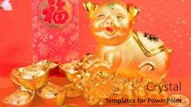  Presentation with chinese language - Colorful presentation design enhanced with golden-piggy-bank-with-red backdrop and a gold colored foreground