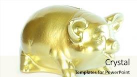  Presentation with piggy bank broken piggybank - Colorful theme enhanced with golden piggy bank backdrop and a  colored foreground