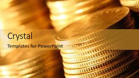  Presentation with piles - Presentation theme consisting of golden piles of coins background and a gold colored foreground