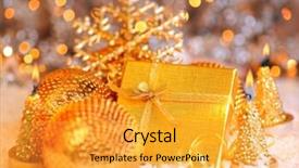  Presentation with candle christmas - Beautiful PPT layouts featuring golden present gift box christmas backdrop and a  colored foreground
