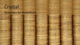  Presentation with stack - Beautiful presentation design featuring golden real coins stack background backdrop and a gold colored foreground