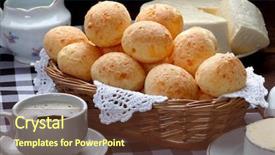  Presentation with bread roasting - Audience pleasing presentation design consisting of golden resort - breakfast with cheese bread backdrop and a  colored foreground
