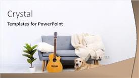  Presentation with golden light - Audience pleasing presentation theme consisting of golden-retriever-dog-lying-near backdrop and a sky blue colored foreground